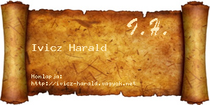 Ivicz Harald névjegykártya
